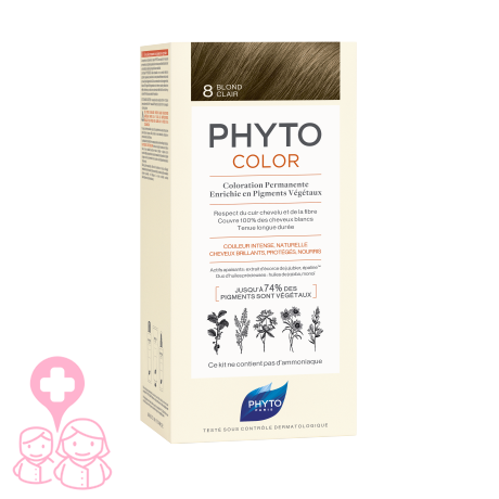 Phyto color 8 rubio claro tinte para cabello con extractos vegetales