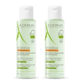A-derma duplo exomega control gel limpiador 2 en 1 cabello y cuerpo 2 x 500 ml