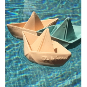Oli and Carol Origami Boat Mint juguete de baño caucho Natural 100 % Hevea Ecológico