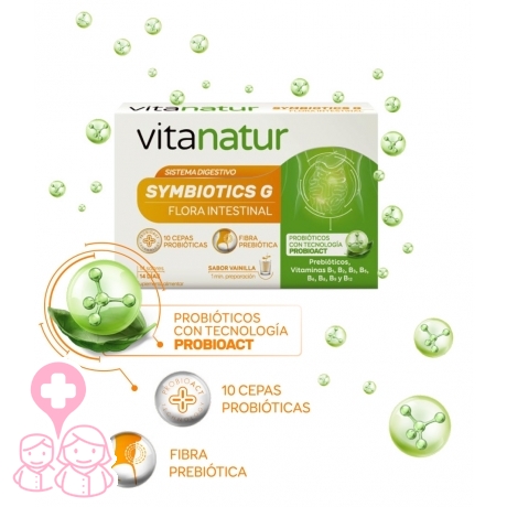 Vitanatur simbiotics g probiótico flora intestinal 14 sobres