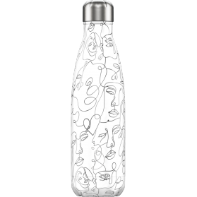 Chilly´s bottle line art faces botella termo de acero inoxidable 500 ml
